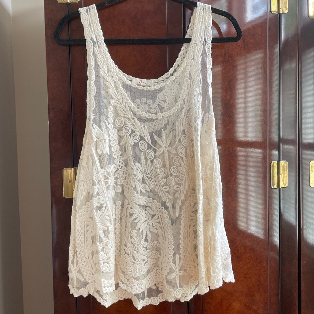 Off-white Lace Detail Tank Top - Size XL